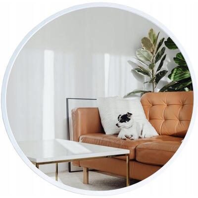 SkyMel Lustro Okrągłe Białe W Ramie Łazienkowe 50 Cm Loft SkyMel Lustro Okrągłe Białe W Ramie Łazienkowe 50 Cm Loft