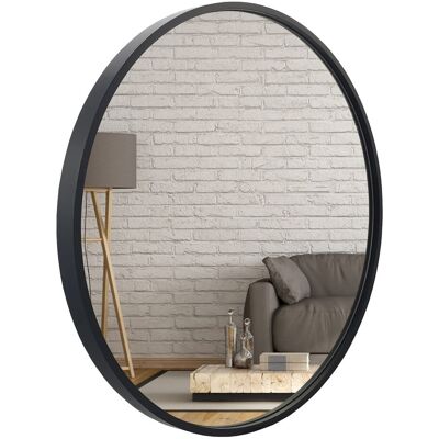 Lustro okrągłe drewniane loftowe 70 cm czarne BD art Lustro okrągłe drewniane loftowe 70 cm czarne BD art