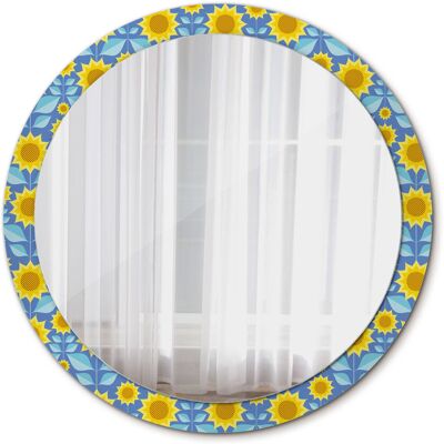 Tulup Lustro Okrągłe Koło Geometryczne słoneczniki 100cm Tulup Lustro Okrągłe Koło Geometryczne słoneczniki 100cm