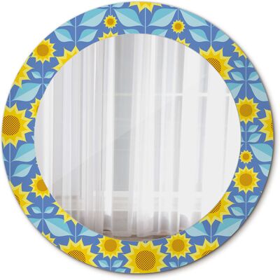 Tulup Lustro Okrągłe Koło Geometryczne słoneczniki 60cm Tulup Lustro Okrągłe Koło Geometryczne słoneczniki 60cm