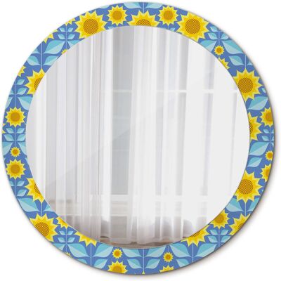 Tulup Lustro Okrągłe Koło Geometryczne słoneczniki 80cm Tulup Lustro Okrągłe Koło Geometryczne słoneczniki 80cm