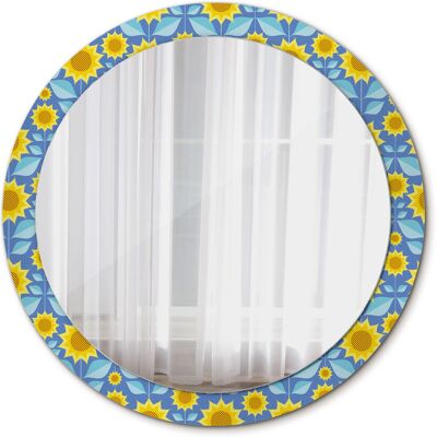 Tulup Lustro Okrągłe Koło Geometryczne słoneczniki 90cm Tulup Lustro Okrągłe Koło Geometryczne słoneczniki 90cm