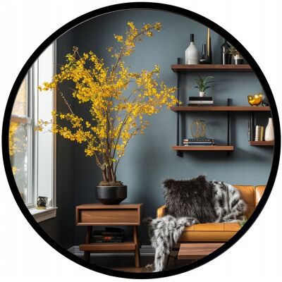 SkyMel Lustro Okrągłe Metalowe Fi 50 Cm Łazienkowe Loft SkyMel Lustro Okrągłe Metalowe Fi 50 Cm Łazienkowe Loft