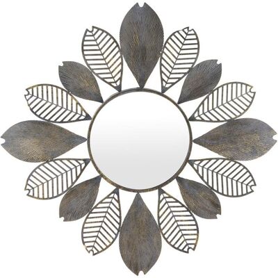 ART Lustro Okrągłe Rama W Liście Szaro-Złota 88 Cm ART Lustro Okrągłe Rama W Liście Szaro-Złota 88 Cm