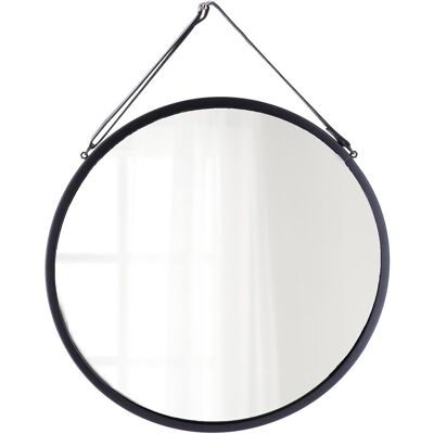 TENDANCE Lustro okrągłe wiszące Anes 38 cm czarne w metalowej ramie nowoczesne loftowe do salonu i przedpokoju TENDANCE Lustro okrągłe wiszące Anes 38 cm czarne w metalowej ramie nowoczesne loftowe do salonu i przedpokoju