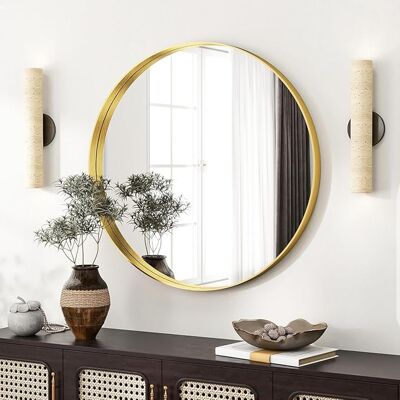 Inny producent Lustro Okregłe Koonmi 61 cm ze Złotą Ramą do Łazienki i Salonów Inny producent Lustro Okregłe Koonmi 61 cm ze Złotą Ramą do Łazienki i Salonów