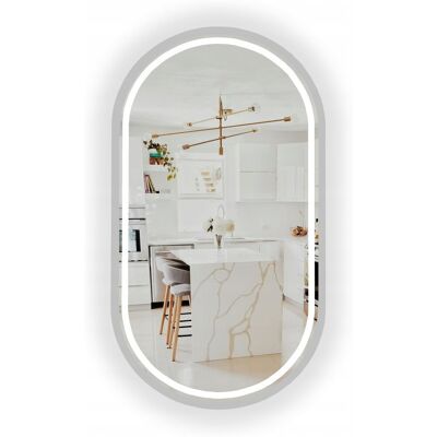 SkyMel Lustro Owalne Led Podświetlane Srebrne W Ramie 75X40 Cm Do Łazienki SkyMel Lustro Owalne Led Podświetlane Srebrne W Ramie 75X40 Cm Do Łazienki
