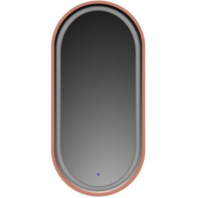 Lawabo Mebel Lustro owalne LED z piaskowaniem i włącznikiem - miedziane - 50/85 cm Lawabo Mebel Lustro owalne LED z piaskowaniem i włącznikiem - miedziane - 50/85 cm