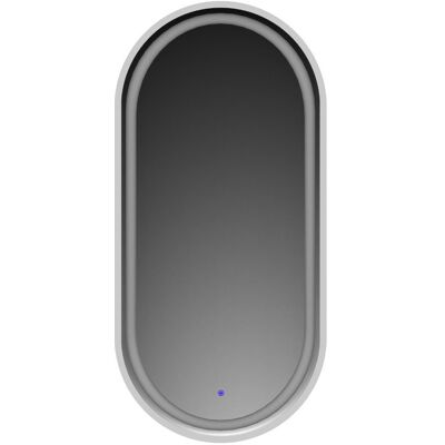 Lawabo Mebel Lustro owalne LED z piaskowaniem i włącznikiem - srebrne - 55/90 cm Lawabo Mebel Lustro owalne LED z piaskowaniem i włącznikiem - srebrne - 55/90 cm