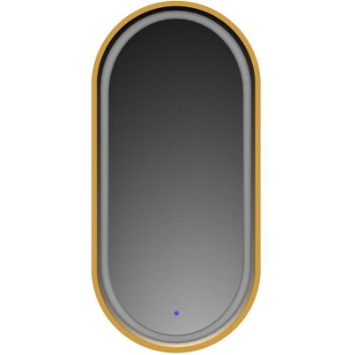 Lawabo Mebel Lustro owalne LED z piaskowaniem i włącznikiem - złote- 55/90 cm Lawabo Mebel Lustro owalne LED z piaskowaniem i włącznikiem - złote- 55/90 cm