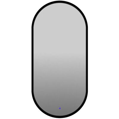 Lawabo Mebel Lustro owalne LED z poświatą i włącznikiem - czarne - 50/85 cm Lawabo Mebel Lustro owalne LED z poświatą i włącznikiem - czarne - 50/85 cm