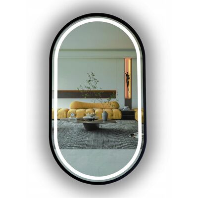 SkyMel Lustro Owalne Podświetlane Łazienkowe Czarne W Ramie 105X40 Cm SkyMel Lustro Owalne Podświetlane Łazienkowe Czarne W Ramie 105X40 Cm