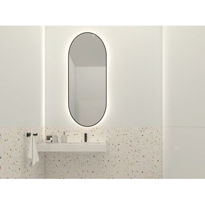 brak danych Lustro owalne w czarnej ramie aluminiowej LED 40x80cm brak danych Lustro owalne w czarnej ramie aluminiowej LED 40x80cm