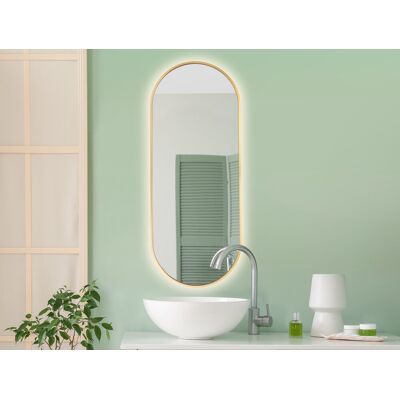 brak danych Lustro owalne w złotej ramie aluminiowej LED 40x100cm brak danych Lustro owalne w złotej ramie aluminiowej LED 40x100cm