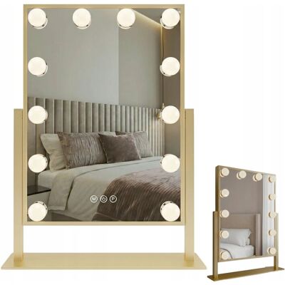 Rea Lustro Podświetlane do Makijażu Led Złote Style Prostokątne 40 x 30 cm 12 W Rea Lustro Podświetlane do Makijażu Led Złote Style Prostokątne 40 x 30 cm 12 W