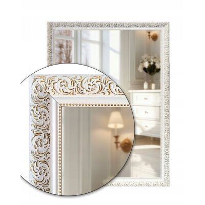 Fabryka Luster Lustro ścienne 80x50 w białej złotej ramie odpornej na wilgoć u54 Fabryka Luster Lustro ścienne 80x50 w białej złotej ramie odpornej na wilgoć u54