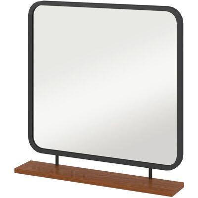 Lustro ścienne HOMCOM 55 x 55,5 cm, lustro do przedpokoju z drewnianą półką, lustro prostokątne, lustro dekoracyjne do sypialni i łazienki, czarne Lustro ścienne HOMCOM 55 x 55,5 cm, lustro do przedpokoju z drewnianą półką, lustro prostokątne, lustro dekoracyjne do sypialni i łazienki, czarne