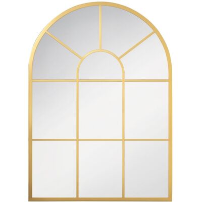 Lustro ścienne HOMCOM 70 x 50 cm, lustro okienne z metalową ramą, ozdobne lustro wiszące, lustro do przedpokoju, sypialni i salonu, złote Lustro ścienne HOMCOM 70 x 50 cm, lustro okienne z metalową ramą, ozdobne lustro wiszące, lustro do przedpokoju, sypialni i salonu, złote