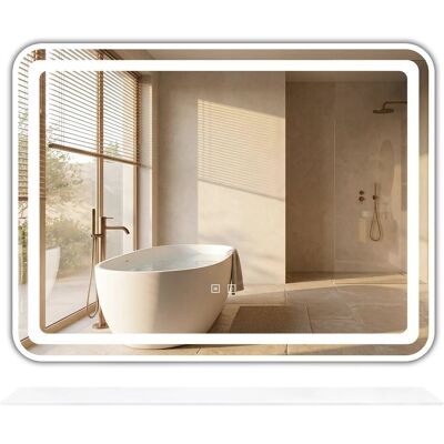 Ria Lustro Ścienne Led Z Półką 80x60cm L-8060 Ria Lustro Ścienne Led Z Półką 80x60cm L-8060