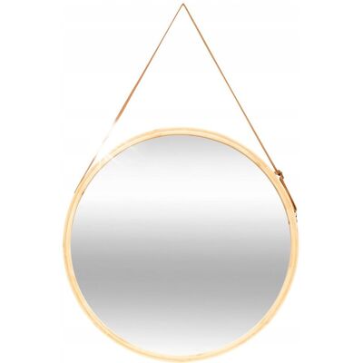 Inny producent Lustro Ścienne Okrągłe 50cm Marron Bambusowa Rama Skórzany Pasek Nowoczesne Inny producent Lustro Ścienne Okrągłe 50cm Marron Bambusowa Rama Skórzany Pasek Nowoczesne