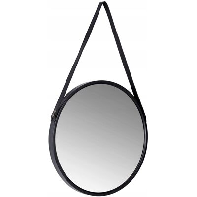 Gockowiak Lustro Ścienne Okrągłe Na Pasku Loft 60 cm MIRAGE Czarne Gockowiak Lustro Ścienne Okrągłe Na Pasku Loft 60 cm MIRAGE Czarne