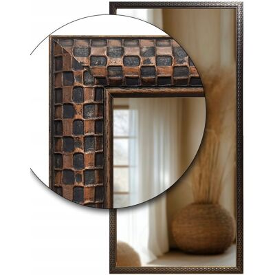 Fabryka Luster Lustro ścienne w drewnianej ramie kratka w kolorze ciemnego miodu 60x60 K4 Fabryka Luster Lustro ścienne w drewnianej ramie kratka w kolorze ciemnego miodu 60x60 K4