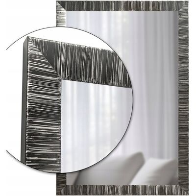 Fabryka Luster Lustro ścienne w drewnianej ramie w srebrne czarne paski 130x40 R3 Fabryka Luster Lustro ścienne w drewnianej ramie w srebrne czarne paski 130x40 R3