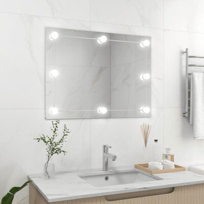 VMP Lustro ścienne z lampkami LED, bez ramy, prostokątne, szklane VMP Lustro ścienne z lampkami LED, bez ramy, prostokątne, szklane
