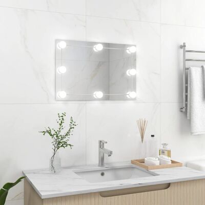 VMP Lustro ścienne z lampkami LED, prostokątne, szklane VMP Lustro ścienne z lampkami LED, prostokątne, szklane