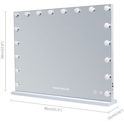 FENCHILIN Bluetooth Hollywood Makijażowe Lustro - 80x58cm z Oświetleniem FENCHILIN Bluetooth Hollywood Makijażowe Lustro - 80x58cm z Oświetleniem