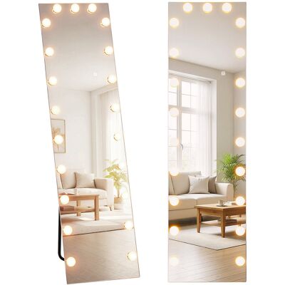 Lustro stojące HOMCOM o pełnej długości, 150 x 40 cm, RGB-LED, 21 żarówek, 7 kolorów światła, lustro ścienne Hollywood z włącznikiem dotykowym, funk.. Lustro stojące HOMCOM o pełnej długości, 150 x 40 cm, RGB-LED, 21 żarówek, 7 kolorów światła, lustro ścienne Hollywood z włącznikiem dotykowym, funk..