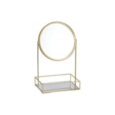 Koopman Lustro stojące okrągłe stojak na biżuterię metalowe złote 12x32cm Koopman Lustro stojące okrągłe stojak na biżuterię metalowe złote 12x32cm