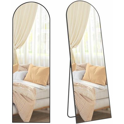 songmics Lustro stojące pełnej długości owalne 160x50 cm czarna matowa rama aluminiowa szkło hartowane do wnętrz wolnostojące na ścianę songmics Lustro stojące pełnej długości owalne 160x50 cm czarna matowa rama aluminiowa szkło hartowane do wnętrz wolnostojące na ścianę