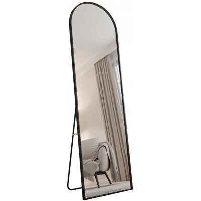 Inny producent Lustro Stojące Półowalne w Czarnej Aluminiowej Ramie 180X60 Inny producent Lustro Stojące Półowalne w Czarnej Aluminiowej Ramie 180X60