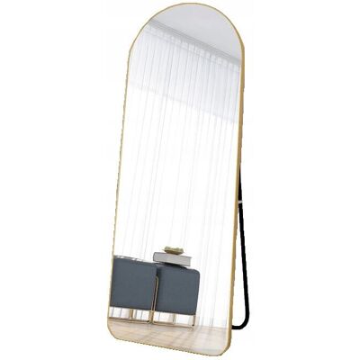 Inny producent Lustro Stojące Półowalne w Złotej Aluminiowej Ramie 170X55 Inny producent Lustro Stojące Półowalne w Złotej Aluminiowej Ramie 170X55