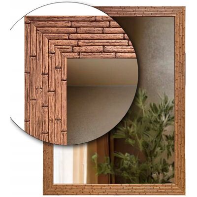 Fabryka Luster Lustro w drewnianej ramie 4cm stylizowanej na brązowy bambus 40x60 Fabryka Luster Lustro w drewnianej ramie 4cm stylizowanej na brązowy bambus 40x60