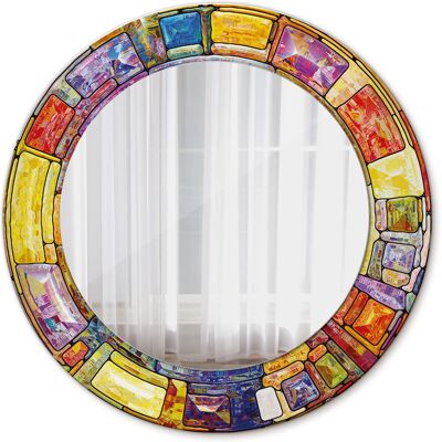 Tulup Lustro Wiszące do Łazienki Kolorowy witraż 50cm Tulup Lustro Wiszące do Łazienki Kolorowy witraż 50cm