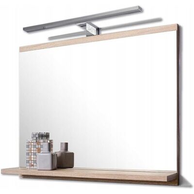 DOMTECH Lustro z półką i lampą LED, dąb sonoma, 60x12x50 cm DOMTECH Lustro z półką i lampą LED, dąb sonoma, 60x12x50 cm