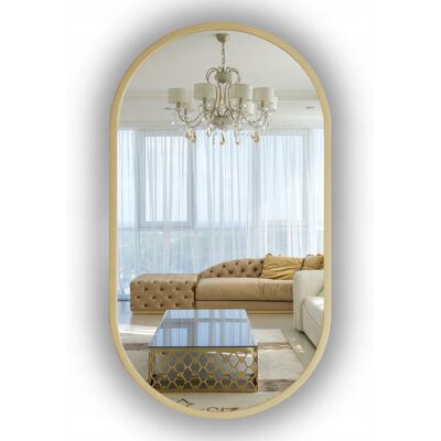SkyMel Lustro Złote Z Oświetleniem Led Owalne W Ramie 125X60 Cm SkyMel Lustro Złote Z Oświetleniem Led Owalne W Ramie 125X60 Cm