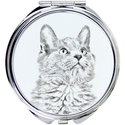 Nebelung - lusterko kieszonkowe z kotem, personalizowane lusterko do torebki, kompaktowe lusterko z nadrukiem marki Art-Dog Nebelung - lusterko kieszonkowe z kotem, personalizowane lusterko do torebki, kompaktowe lusterko z nadrukiem marki Art-Dog