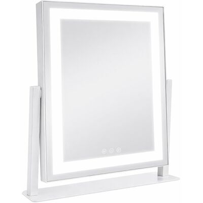 NETTLIFE Hollywood Lustro do makijażu LED 25x30 cm – Lustro kosmetyczne stołowe, dotykowe i ściemnialne, 3 tryby światła, małe i eleganckie NETTLIFE Hollywood Lustro do makijażu LED 25x30 cm – Lustro kosmetyczne stołowe, dotykowe i ściemnialne, 3 tryby światła, małe i eleganckie