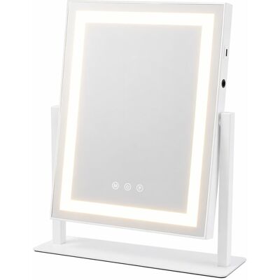 NETTLIFE Hollywood Lustro do makijażu LED 30x40 cm – Lustro stołowe z funkcją dotykową i ściemniania, 3 tryby oświetlenia, designerskie lustro kosme.. NETTLIFE Hollywood Lustro do makijażu LED 30x40 cm – Lustro stołowe z funkcją dotykową i ściemniania, 3 tryby oświetlenia, designerskie lustro kosme..