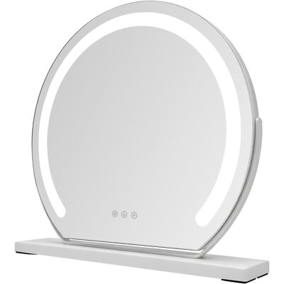 NETTLIFE Hollywood Lustro do makijażu LED 40x35 cm – Lustro stołowe z funkcją dotykową i ściemniania, 3 tryby świecenia, nowoczesne białe NETTLIFE Hollywood Lustro do makijażu LED 40x35 cm – Lustro stołowe z funkcją dotykową i ściemniania, 3 tryby świecenia, nowoczesne białe