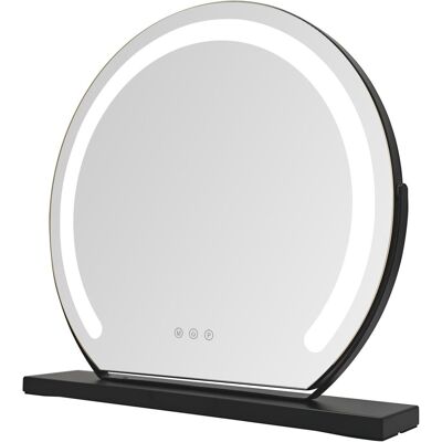 NETTLIFE Hollywood Lustro do makijażu LED 40x35 cm – Lustro stołowe z funkcją dotykową i ściemniania, 3 tryby świecenia, nowoczesne, czarne NETTLIFE Hollywood Lustro do makijażu LED 40x35 cm – Lustro stołowe z funkcją dotykową i ściemniania, 3 tryby świecenia, nowoczesne, czarne