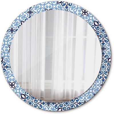 Tulup Nowoczesne Lustro Niebieski arabski wzór 90cm Tulup Nowoczesne Lustro Niebieski arabski wzór 90cm