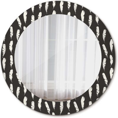 Tulup Nowoczesne Lustro Okrągłe Czarno-białe pióra 60cm Tulup Nowoczesne Lustro Okrągłe Czarno-białe pióra 60cm