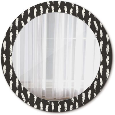 Tulup Nowoczesne Lustro Okrągłe Czarno-białe pióra 70cm Tulup Nowoczesne Lustro Okrągłe Czarno-białe pióra 70cm