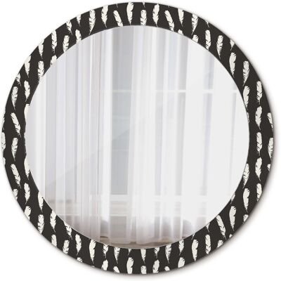 Tulup Nowoczesne Lustro Okrągłe Czarno-białe pióra 80cm Tulup Nowoczesne Lustro Okrągłe Czarno-białe pióra 80cm
