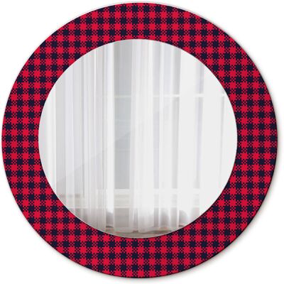 Tulup Nowoczesne Lustro Okrągłe Czerwona kratka 50cm Tulup Nowoczesne Lustro Okrągłe Czerwona kratka 50cm