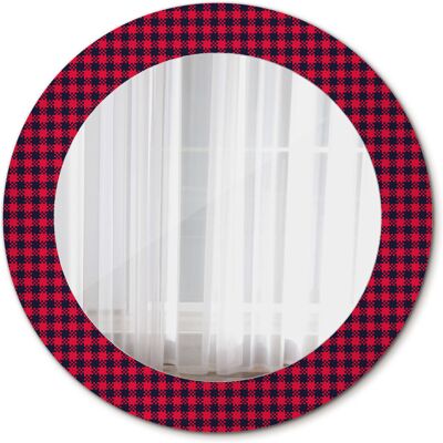 Tulup Nowoczesne Lustro Okrągłe Czerwona kratka 60cm Tulup Nowoczesne Lustro Okrągłe Czerwona kratka 60cm